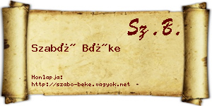Szabó Béke névjegykártya