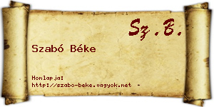Szabó Béke névjegykártya
